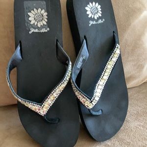 Black flip flops